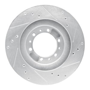 Mitsubishi Montero Brake Rotor (1) - Front Left - R1 Concepts - Drilled & Slotted - Silver - `94-`00